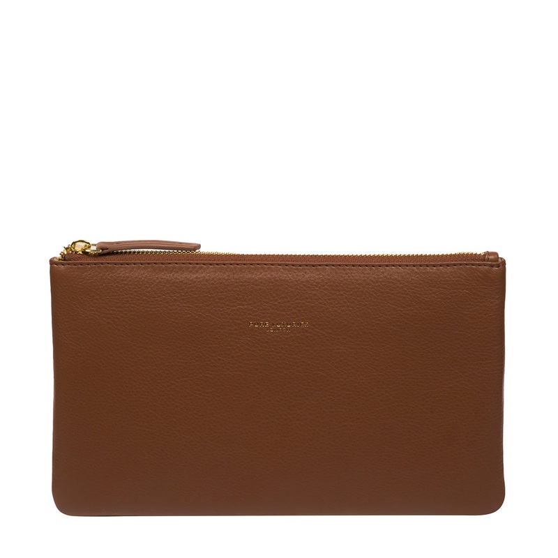 'Wilmslow' Tan Nappa Leather Clutch Bag