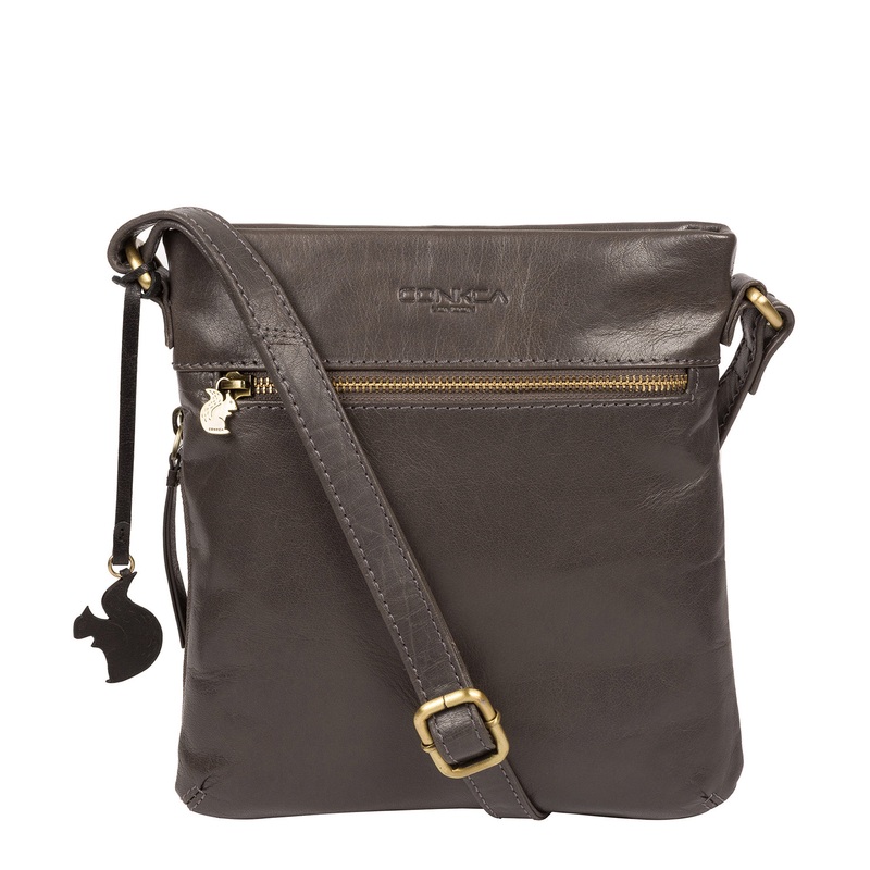 'Yayoi' Slate Leather Cross Body Bag