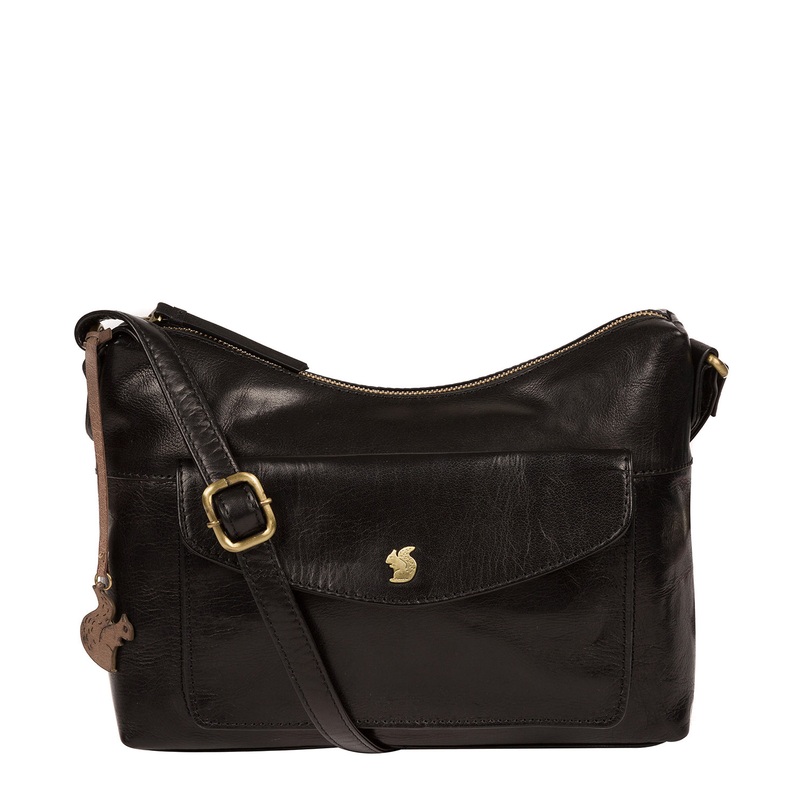 'Alana' Black Leather Shoulder Bag