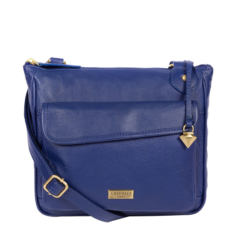 'Aria' Mazarine Blue Leather Cross Body Bag