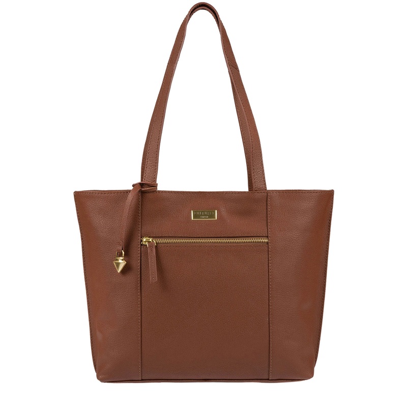 'Bella' Sienna Brown Leather Tote Bag