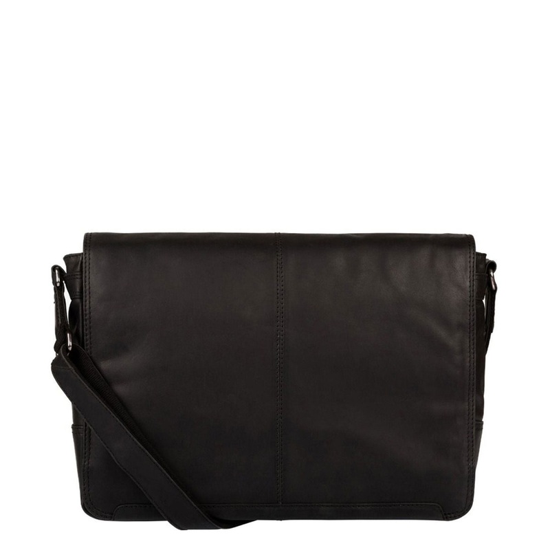 'Bermondsey' Black Leather Messenger Bag