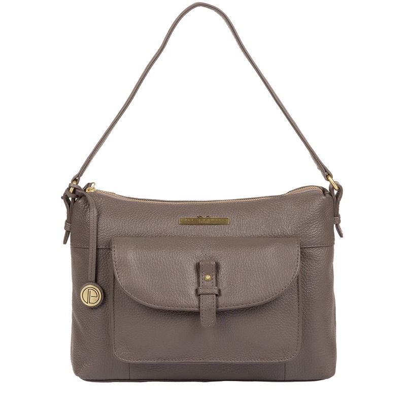 'Betsy' Grey Leather Shoulder Bag
