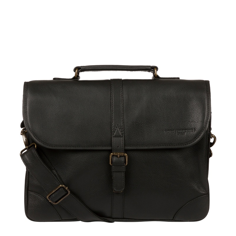 'Bond' Black Leather Work Bag