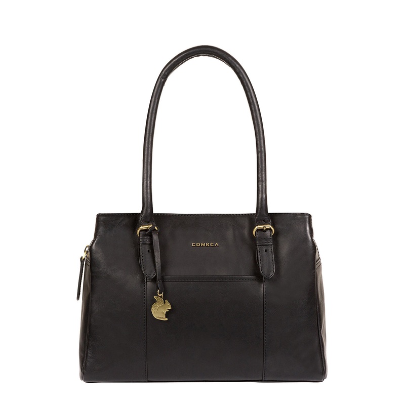 'Carmela' Black Leather Handbag