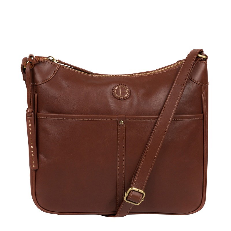'Clovely' Vintage Cognac Leather Cross Body Bag