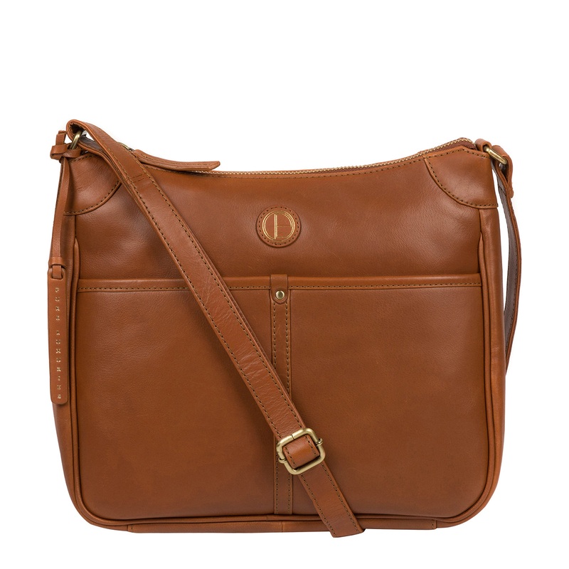 'Clovely' Vintage Dark Tan Leather Cross Body Bag
