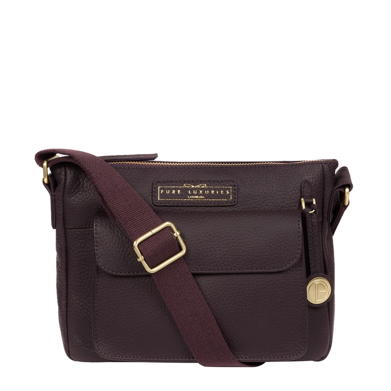 'Colton' Plum Leather Cross Body Bag