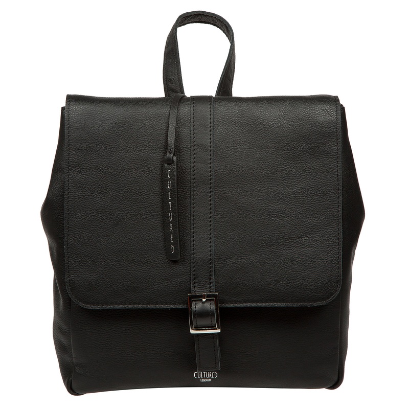 'Danica' Black Leather Backpack