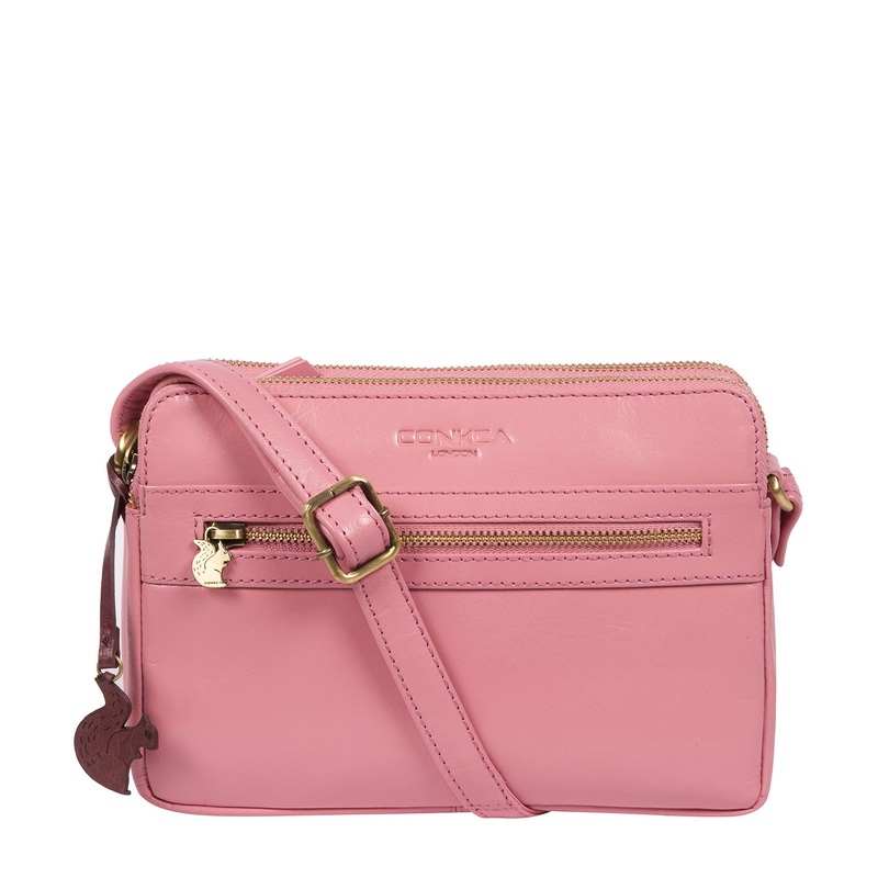 'Drew' Blush Leather Cross Body Bag