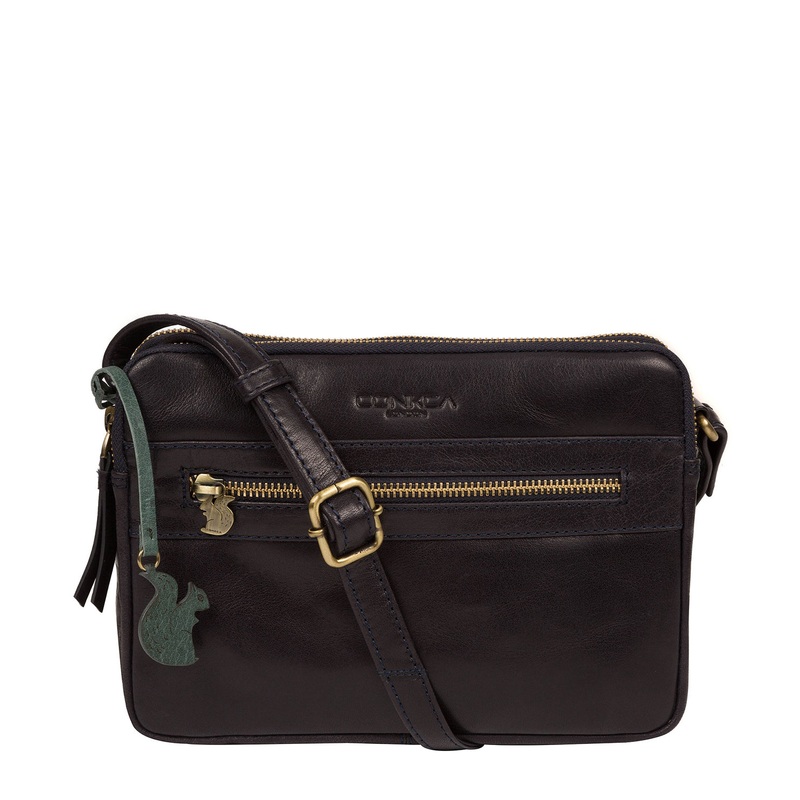 'Drew' Navy Leather Cross Body Bag