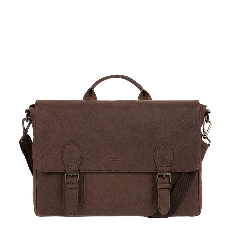 'Edgar' Vintage Brown Leather Briefcase