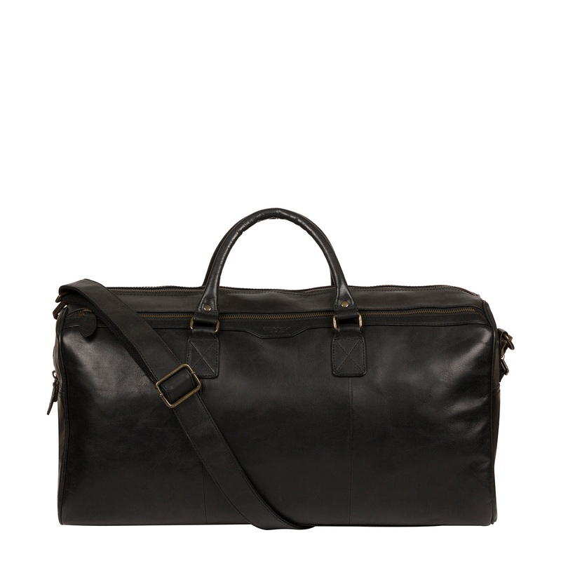 'Edu' Black Leather Holdall