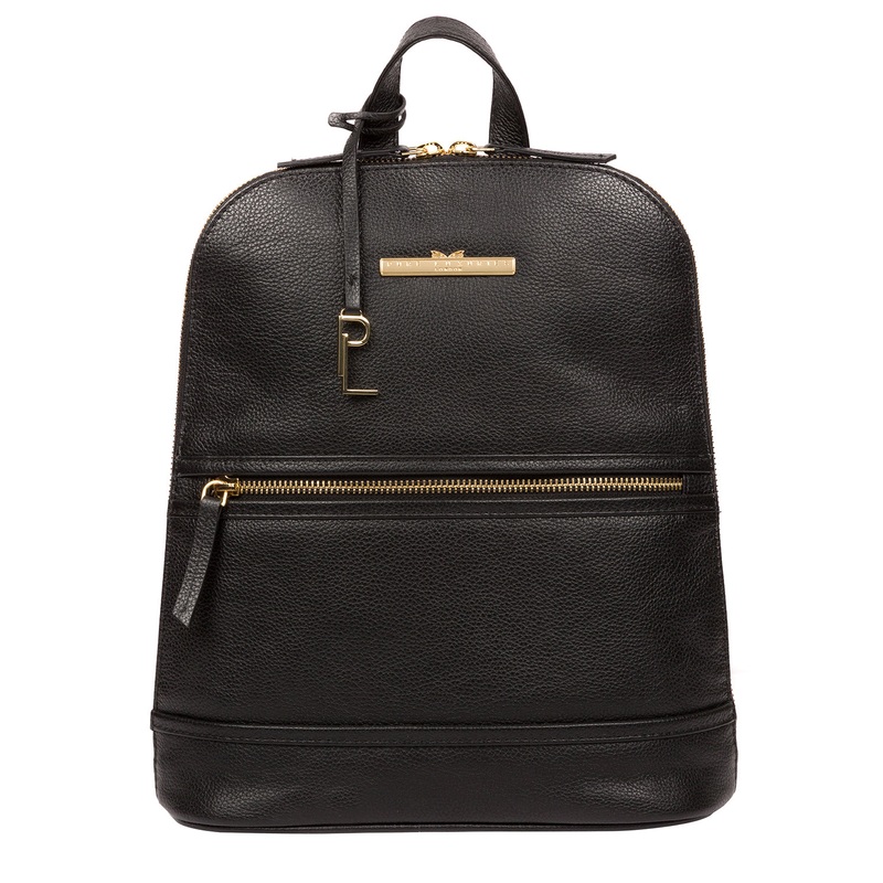 'Elland' Black Leather Backpack