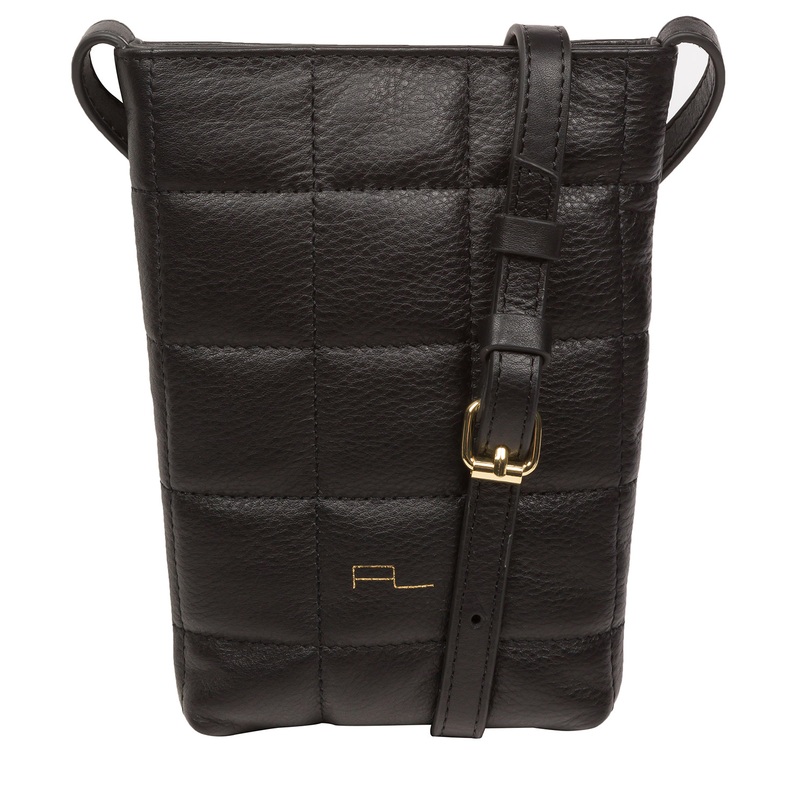 'Elouise' Black Nappa Leather Cross Body Phone Bag