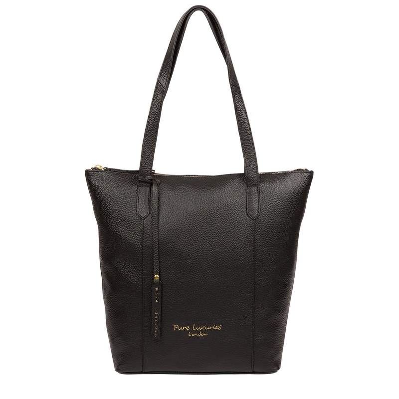 'Elsa' Black Leather Tote Bag