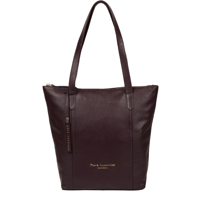 'Elsa' Plum Leather Tote Bag