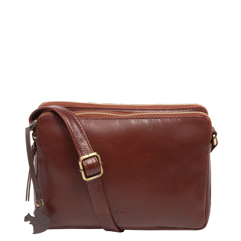 'Ember' Conker Brown Leather Cross Body Bag