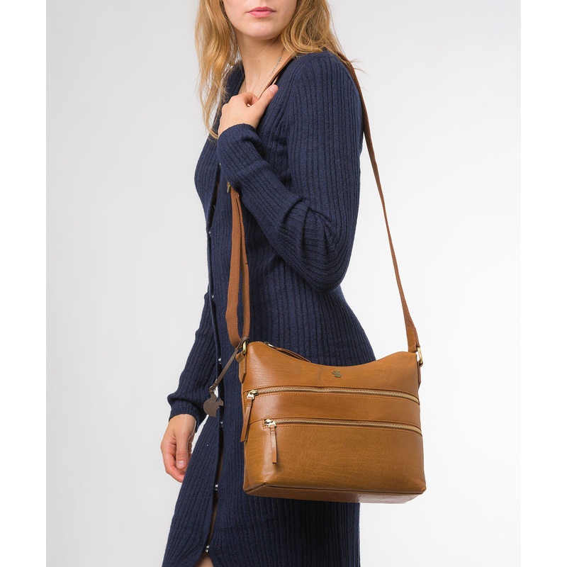 'Georgia' Dark Tan Leather Shoulder Bag