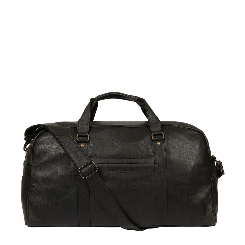 'Global' Black Leather Holdall