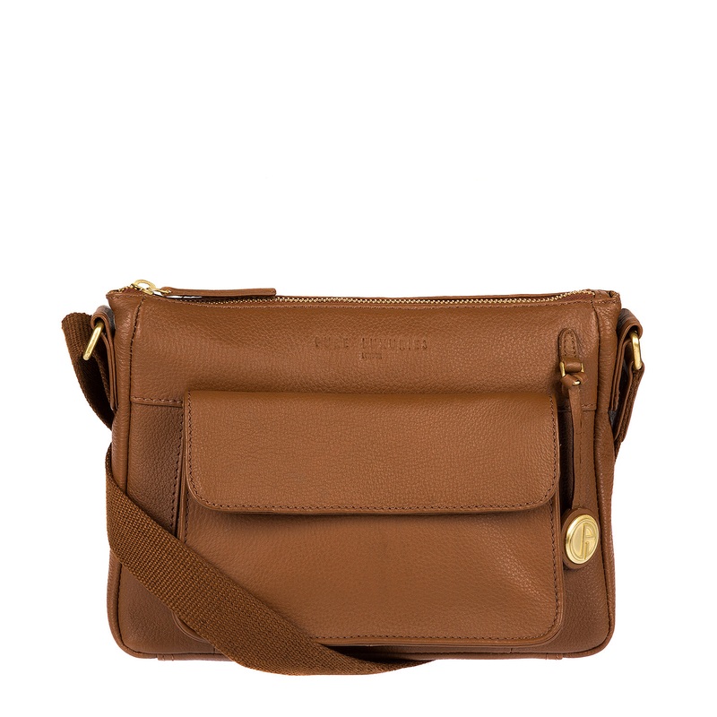 'Guildford' Tan & Gold Leather Cross Body Bag