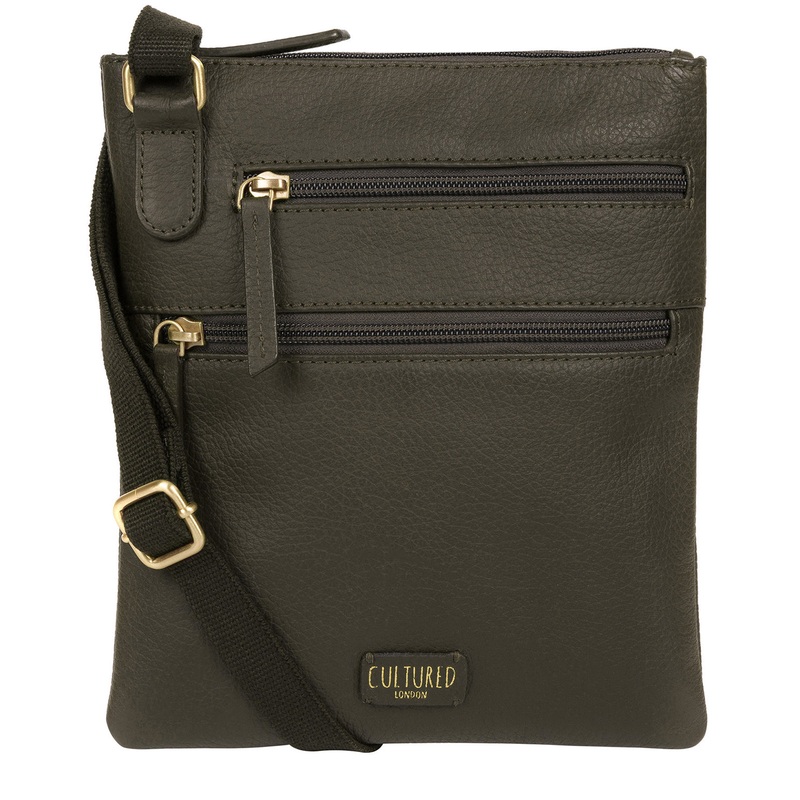 'Heloise' Olive Leather Small Cross Body Bag