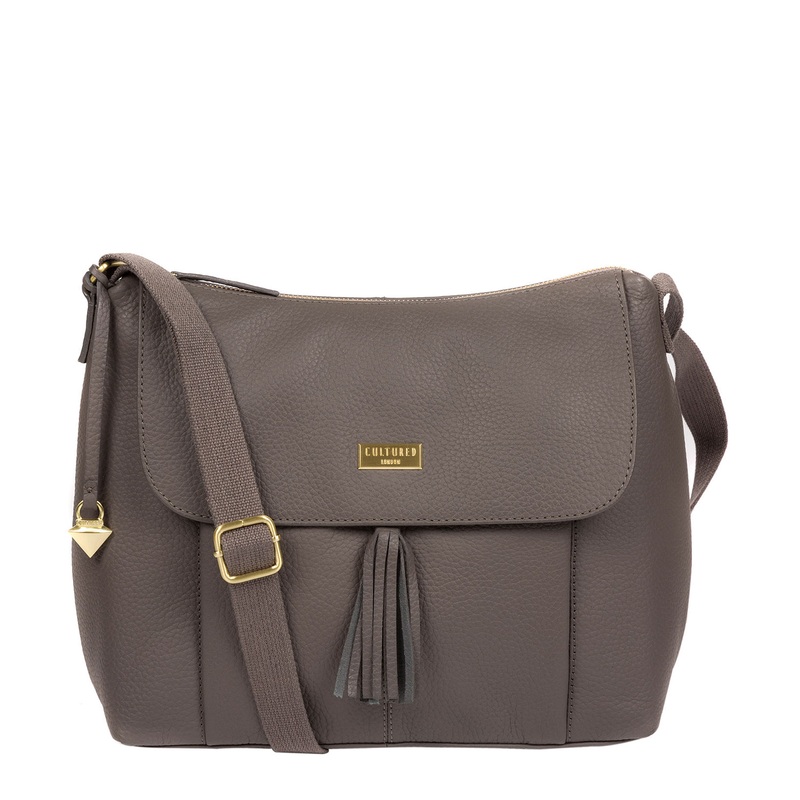 'Henriette' Grey Leather Shoulder Bag
