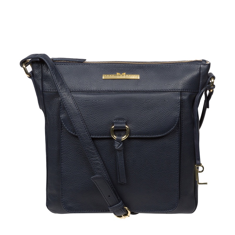 'Holbroke' Navy Leather Shoulder Bag