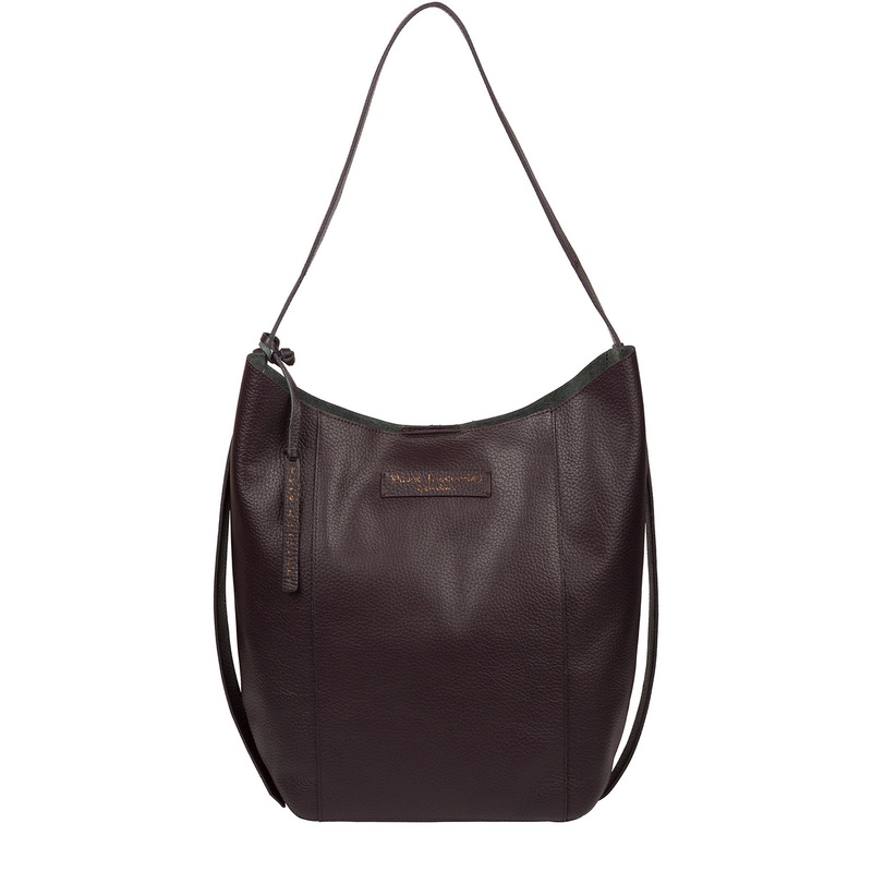'Hoxton' Plum Leather Shoulder Bag
