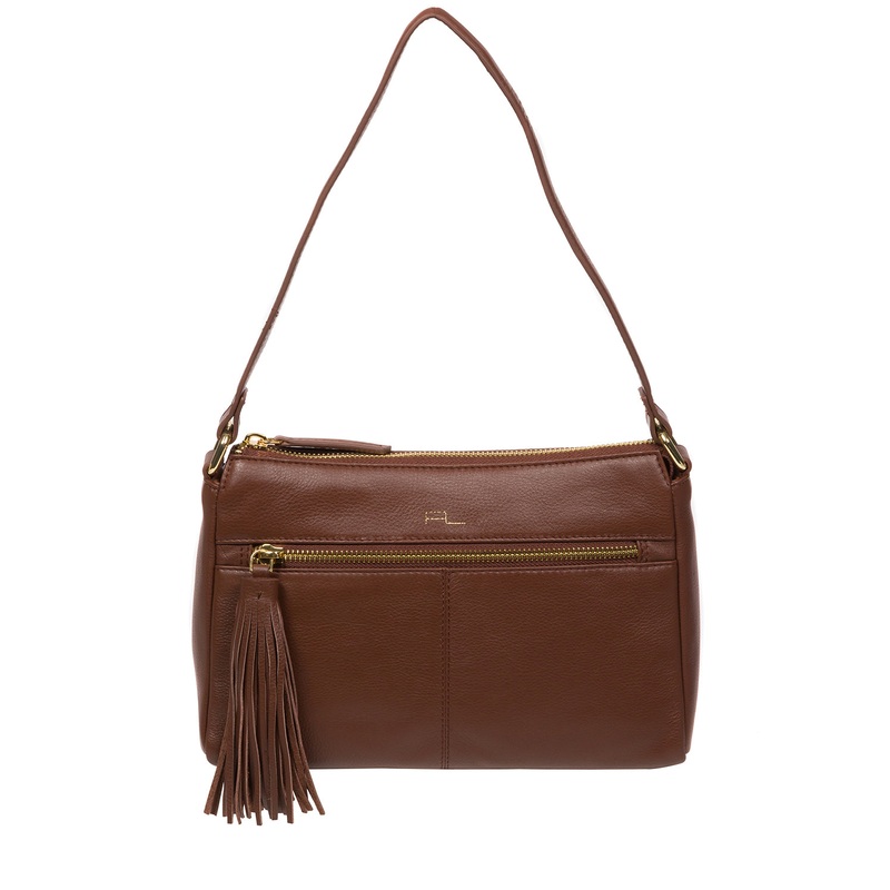 'Isabella' Dark Tan Nappa Leather Grab Bag