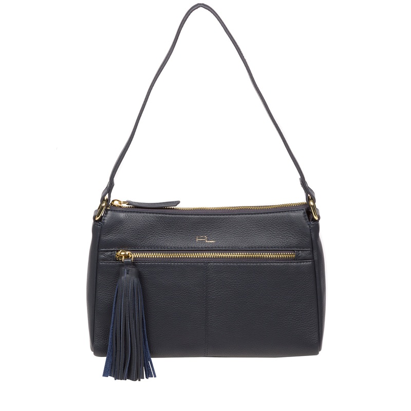 'Isabella' Navy Nappa Leather Grab Bag