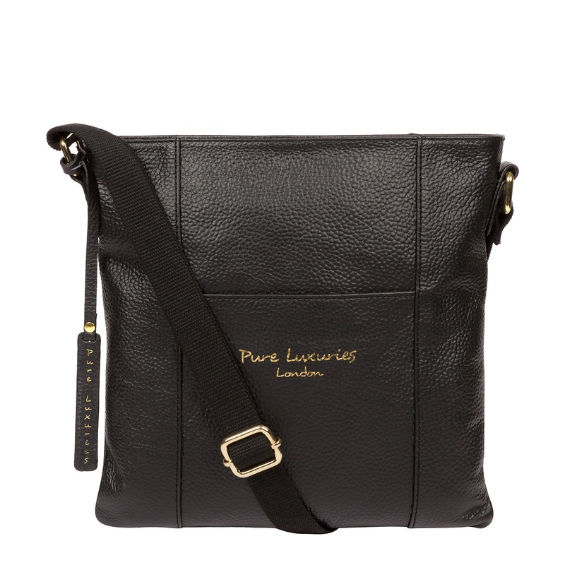 'Kayley' Black Leather Cross Body Bag