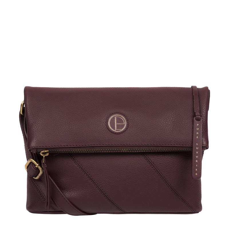 'Korin' Plum Leather Cross Body Bag