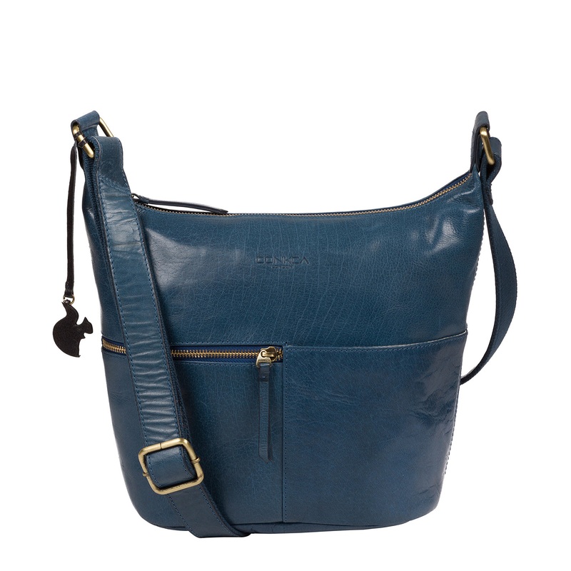 'Kristin' Snorkel Blue Leather Shoulder Bag