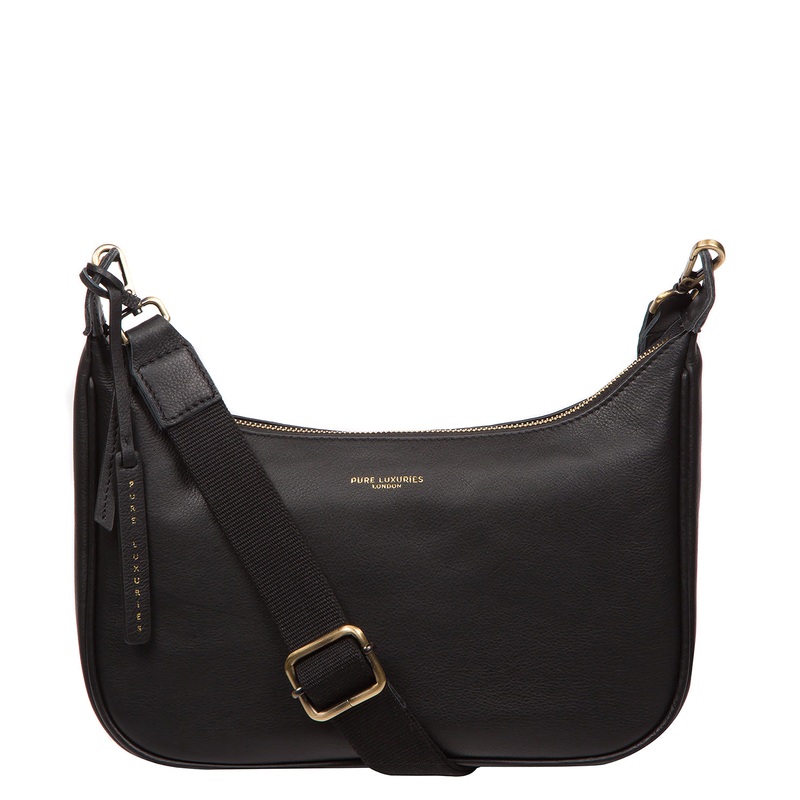 'Lancaster' Black Leather Cross Body Bag