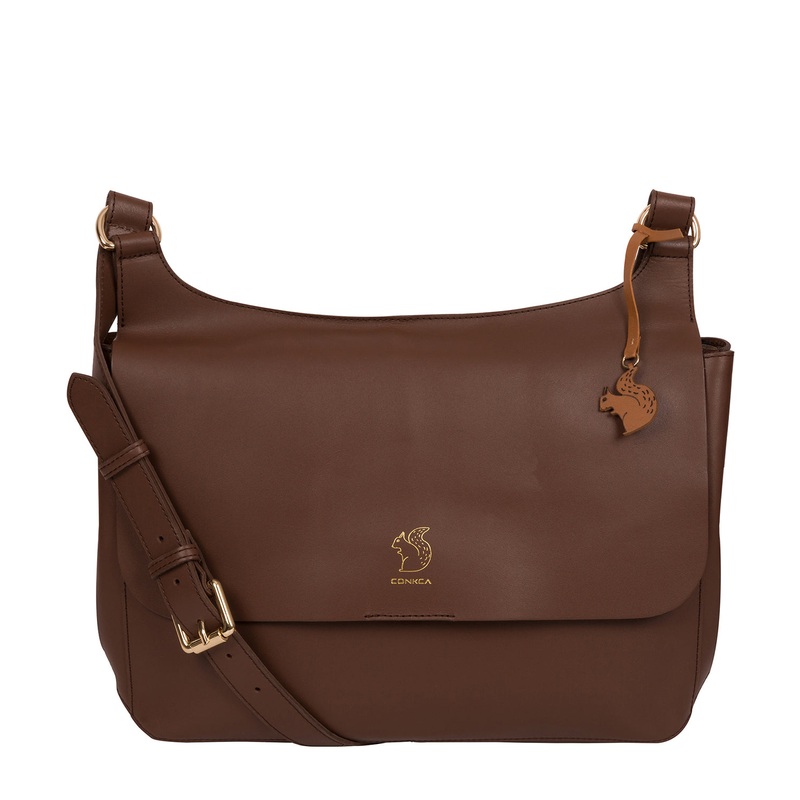 'Leto' Ombre Chestnut Vegetable Tanned Leather Cross Body Bag