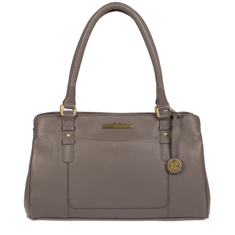 'Lettie' Grey Leather Handbag