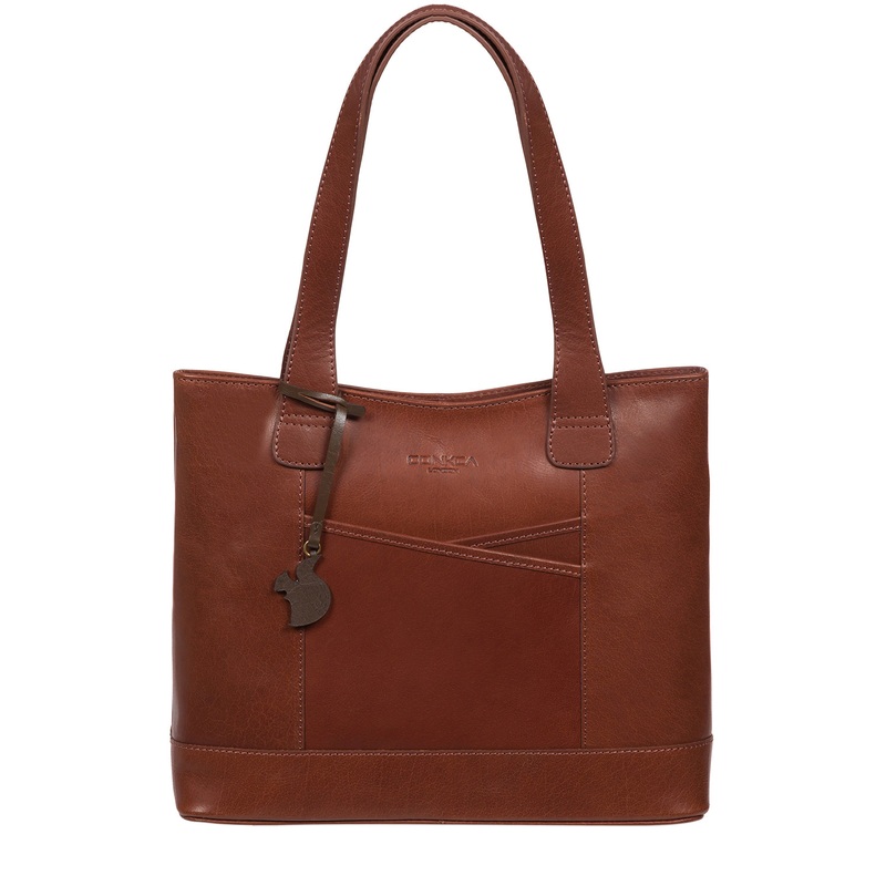 'Little Patience' Conker Brown Leather Tote Bag