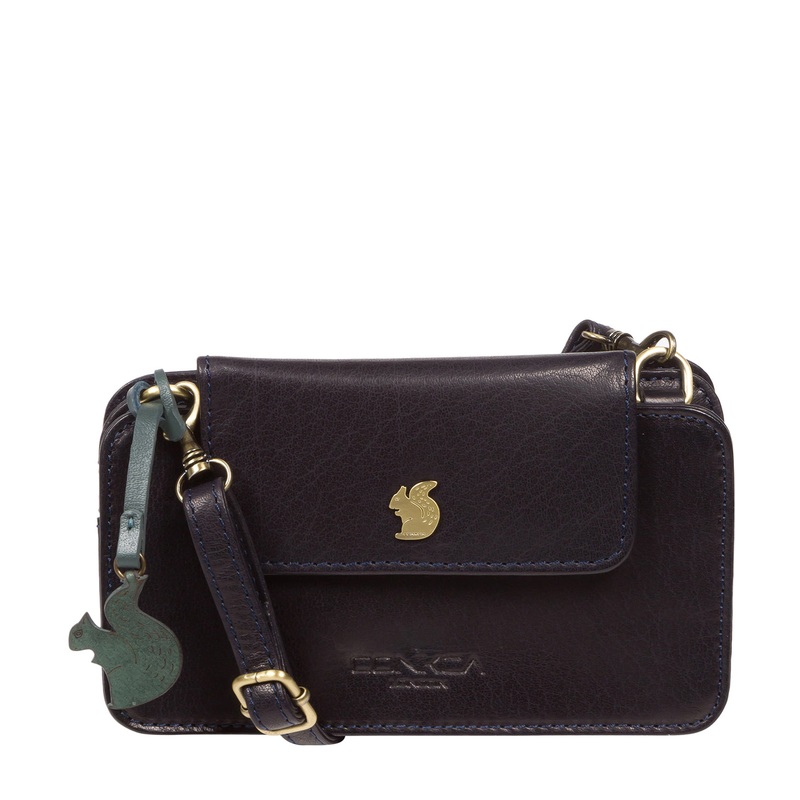 'Little Wonder' Navy Leather Cross Body Clutch Bag