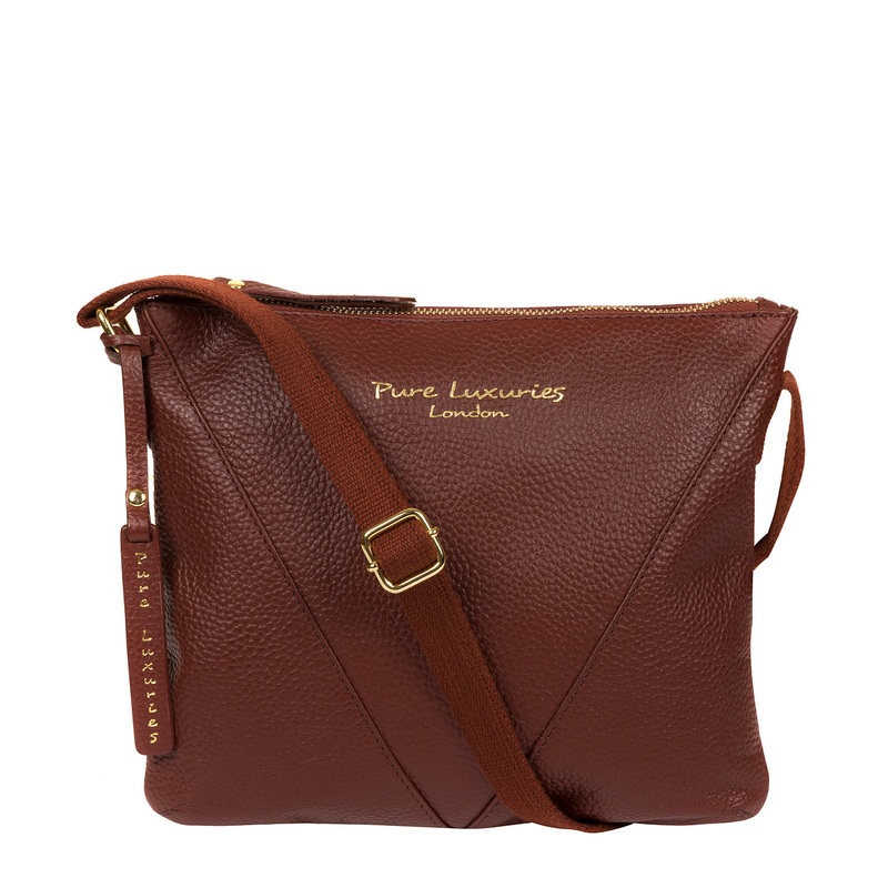 'Lupita' Cognac Leather Cross Body Bag