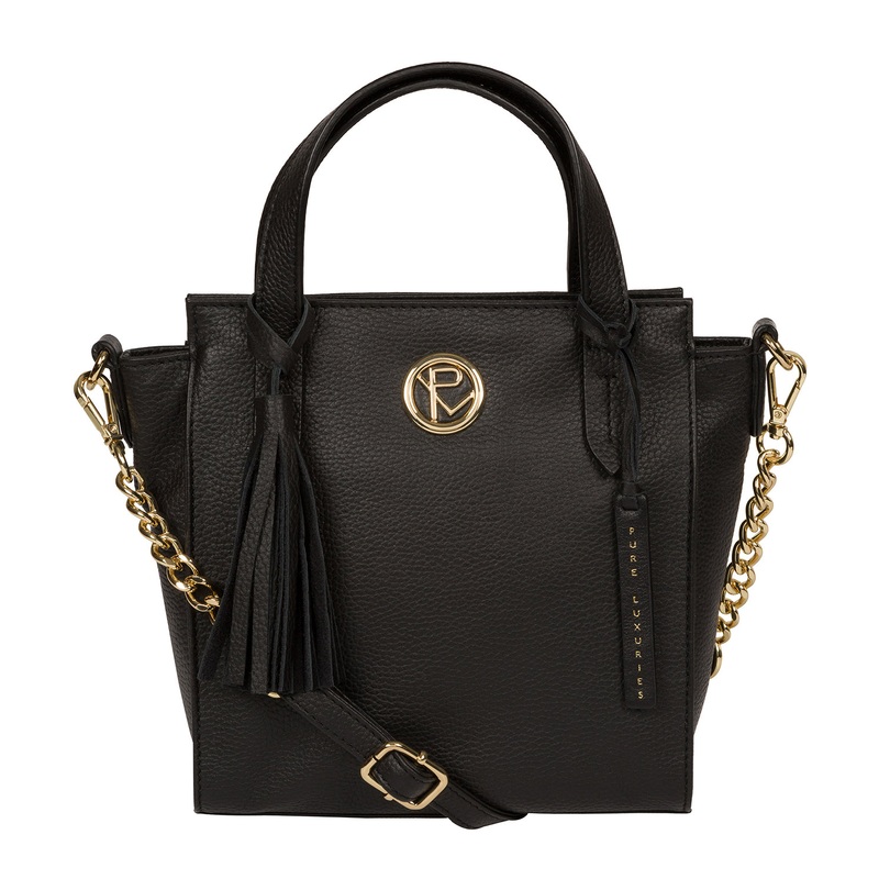 'Lynette' Black Leather Handbag