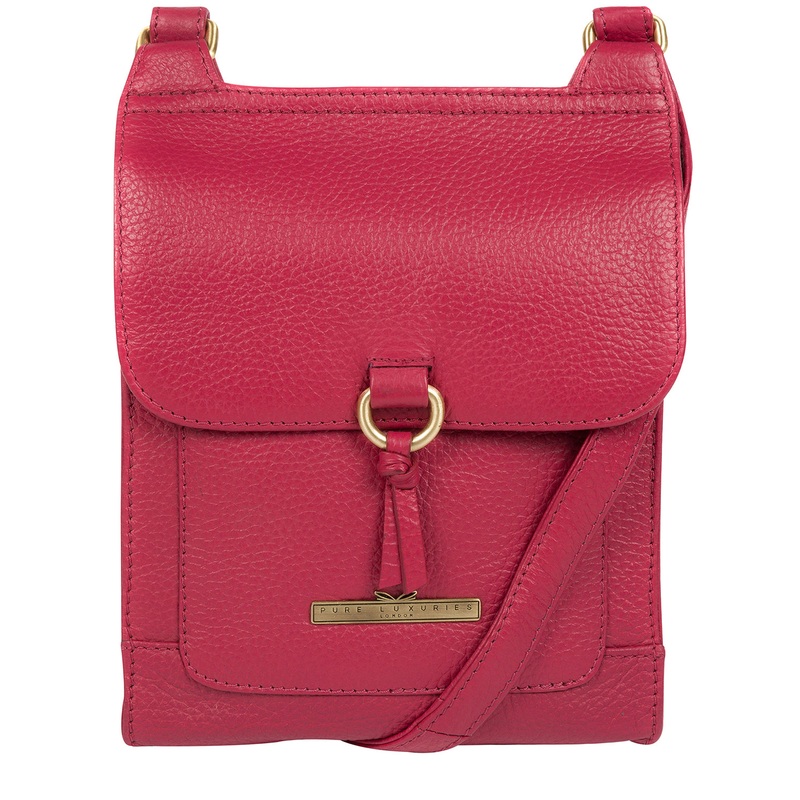 'Mabel' Berry Leather Cross Body Bag