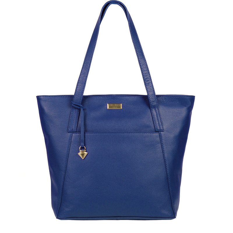 'Makayla' Mazarine Blue Leather Tote Bag