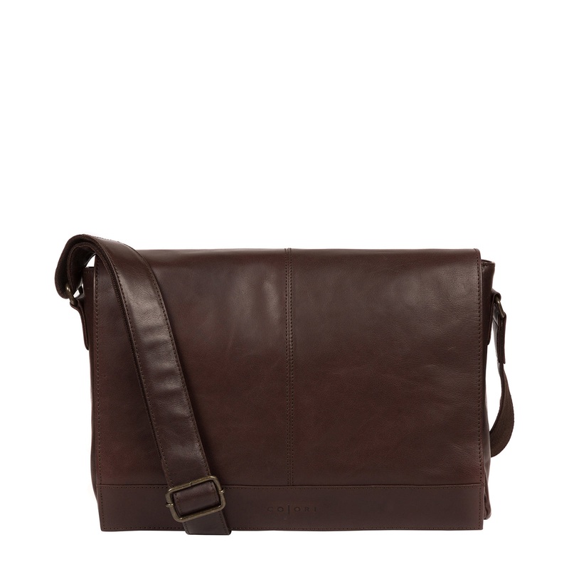 'Maldini' Italian-Inspired Espresso Leather Messenger Bag