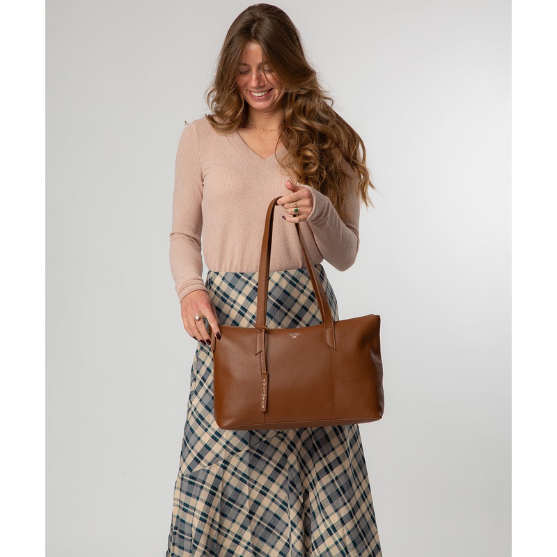 'Marlowe' Tan Leather Tote Bag