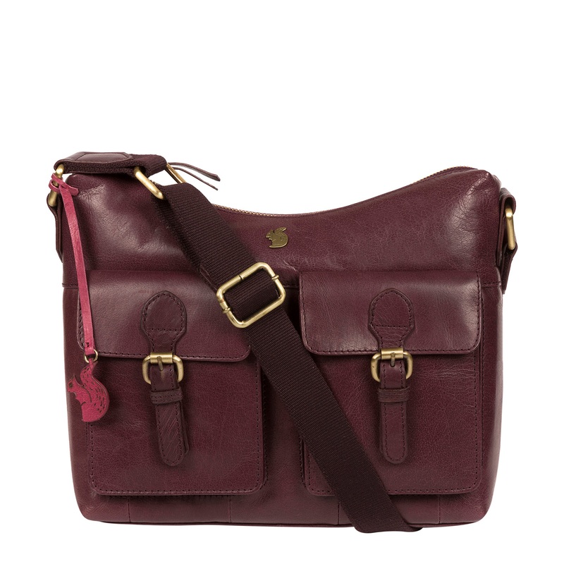 'Nancie' Plum Leather Shoulder Bag