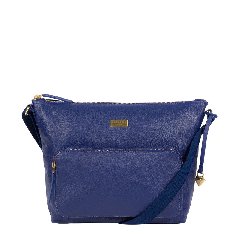 'Olivia' Mazarine Blue Leather Shoulder Bag