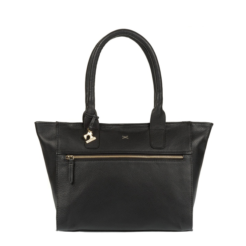 'Quinn' Black Leather Tote Bag