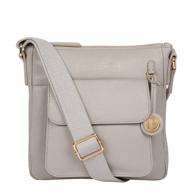 'Rayden' Grey Leather Cross Body Bag