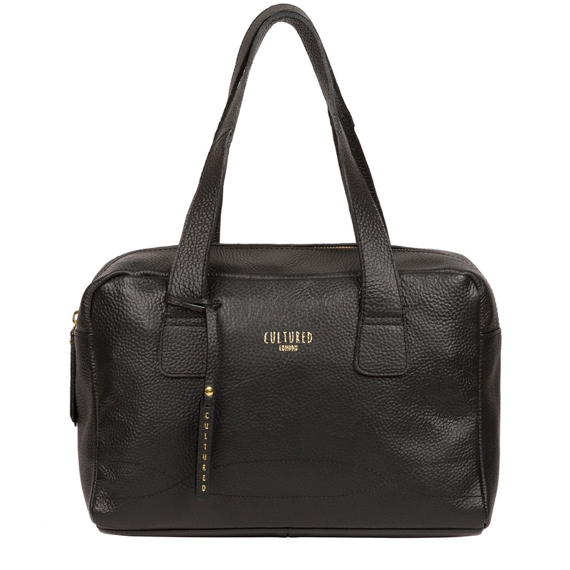 'Saldana' Black Leather Handbag